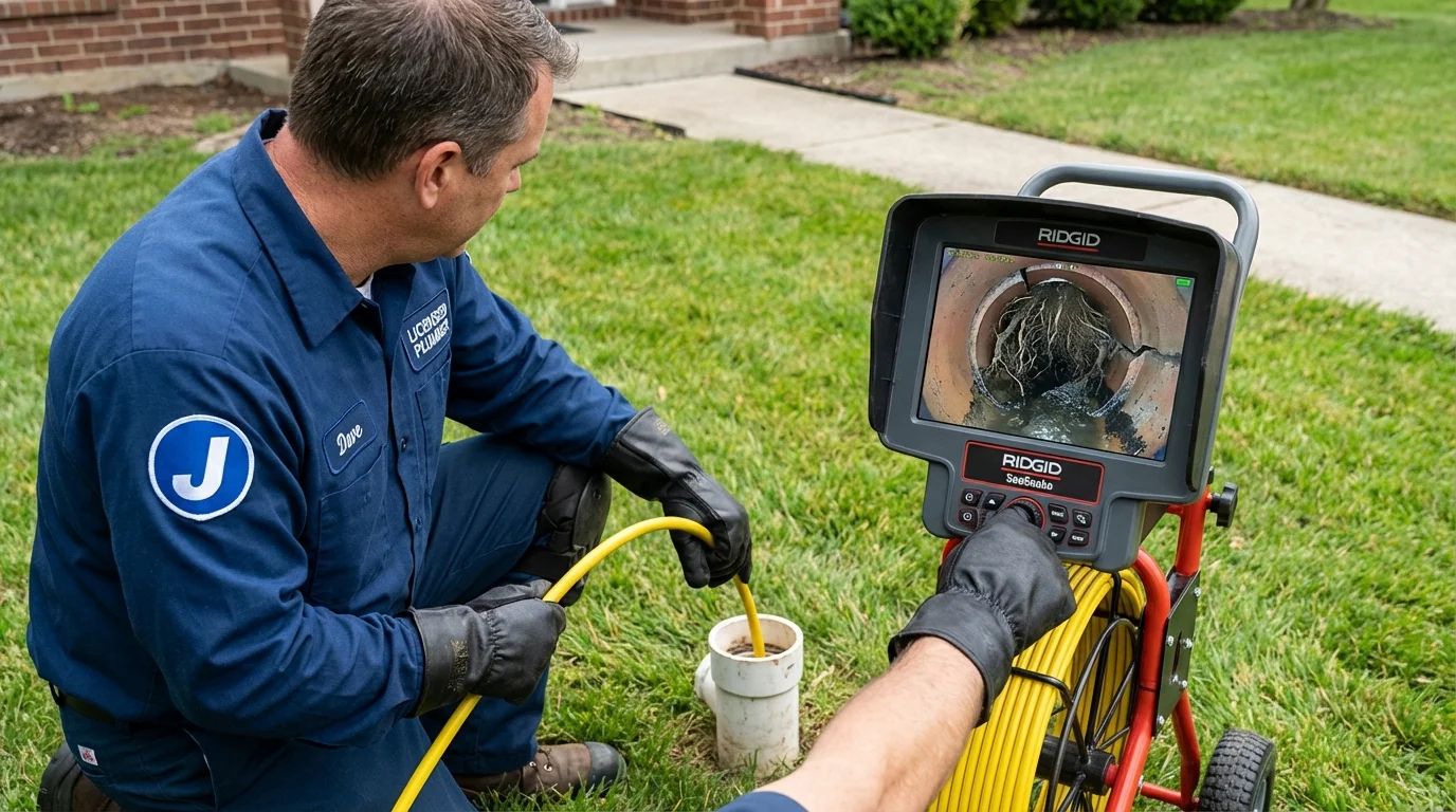 Sewer camera inspection being performed by Johns Plumbing LLC in Bar Harbor